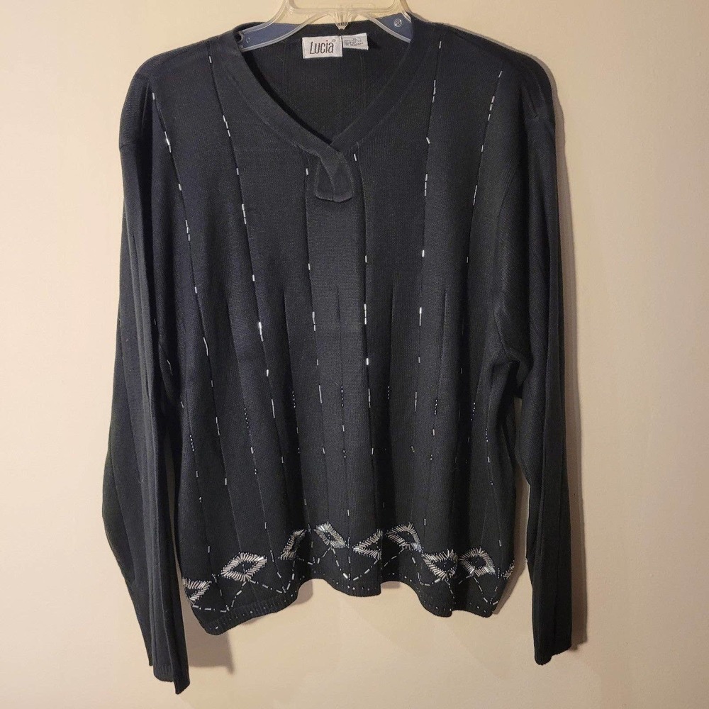 Lucia Women's Vintage Beaded Sweater Size XL